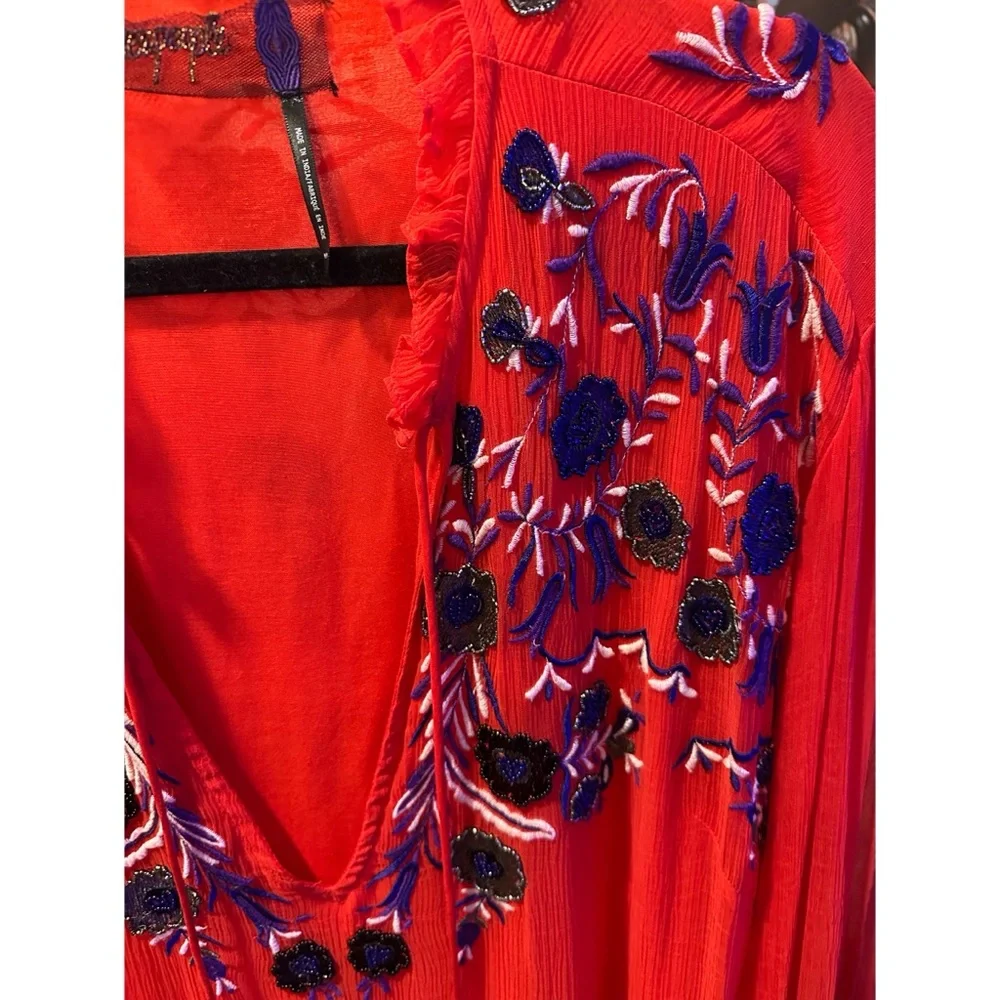 Free People Embroidered & Beaded Tunic Dress - Size Medium - Picture 6 of 14